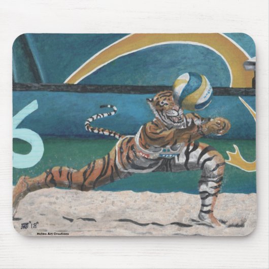 Cat Warrior speelt beachvolleybal Mousepad Muismat (Voorkant)