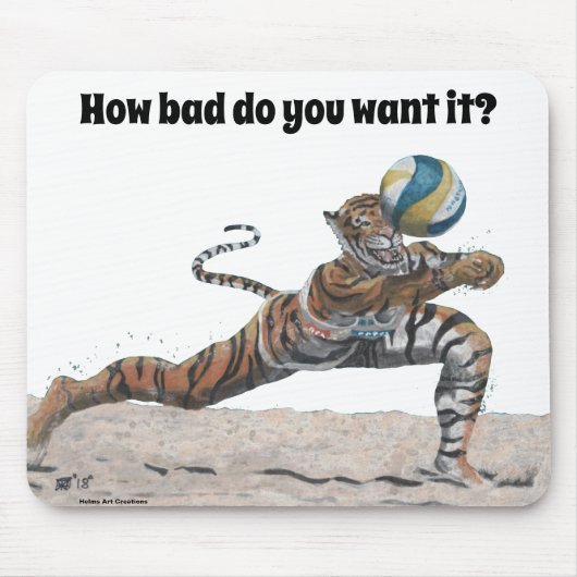 Cat Warrior speelt beachvolleybal Muismat (Voorkant)