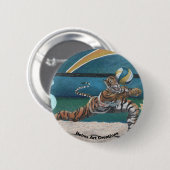 Cat Warrior speelt volleybal Fantasy Button (Voorkant /achterkant)