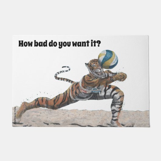 Cat Warrior spelen Beach Volleybal Deurmat (Voorkant)
