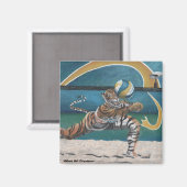Cat Warrior spelen Beachvolleybal Button Magnet (Voorkant / Achterkant)
