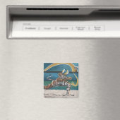 Cat Warrior spelen Beachvolleybal Button Magnet (Insitu (Vaatwasser))