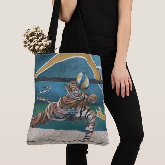 Cat Warrior spelen Beachvolleybal Graphic Tas (Dichtbij)
