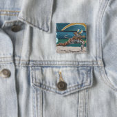 Cat Warrior spelen volleybal Fantasy Art Button (In situ)