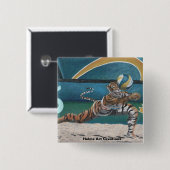 Cat Warrior spelen volleybal Fantasy Art Button (Voorkant /achterkant)