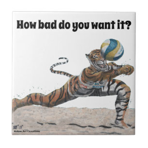 Cat Warrior spelen volleybal Fantasy Art Tegel Tegeltje