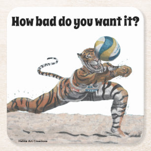 Cat Warrior spelen volleybal papier Onderzetters