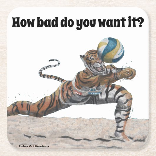 Cat Warrior spelen volleybal papier Onderzetters (Voorkant)