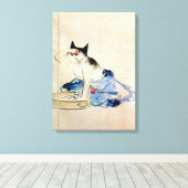 Cat was haar lichaam, Utagawa Hiroshige Canvas Afdruk (Insitu (Houten vloer))