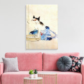 Cat was haar lichaam, Utagawa Hiroshige Canvas Afdruk (Insitu (Woonkamer))