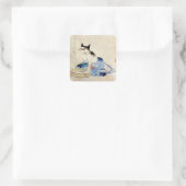 Cat was haar lichaam, Utagawa Hiroshige Vierkante Sticker (Tas)
