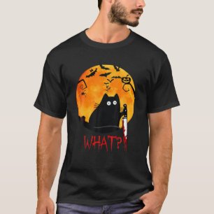 CAT WAT? Murderous Black Cat met Knife Halloween T-shirt