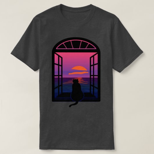 Cat Watching Sunset T-shirt (Design voorkant)