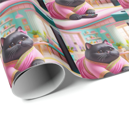 Cat watching TV Cadeaupapier (Rol Hoek)