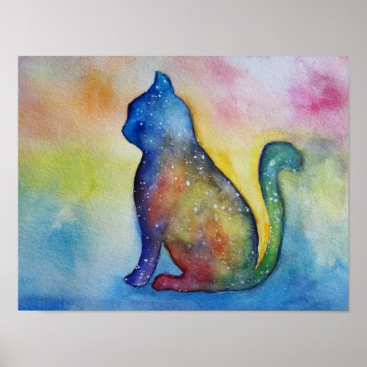 Cat Waterverf Kunst, Waarde Poster Papier (M (Voorkant)