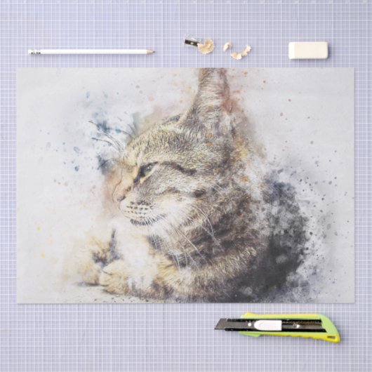 Cat Waterverf ontkoppeling Tissuepapier (Craft)