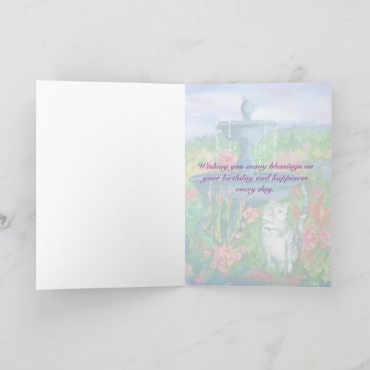 Cat Waterverf schilderij Happy Birthday Kaart (Binnen)