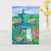 Cat Waterverf schilderij Happy Birthday Kaart (Gele Bloem)