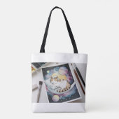 Cat Waterverf Shopping Errand Canvas tas (Achterkant)