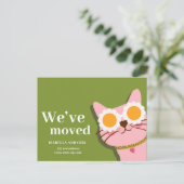 Cat We hebben een nieuw adres aangekondigd Briefkaart (Staand voorkant)