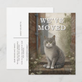 Cat We hebben verhuisaankondiging verplaatst Aankondigingskaart (Voorkant / Achterkant)
