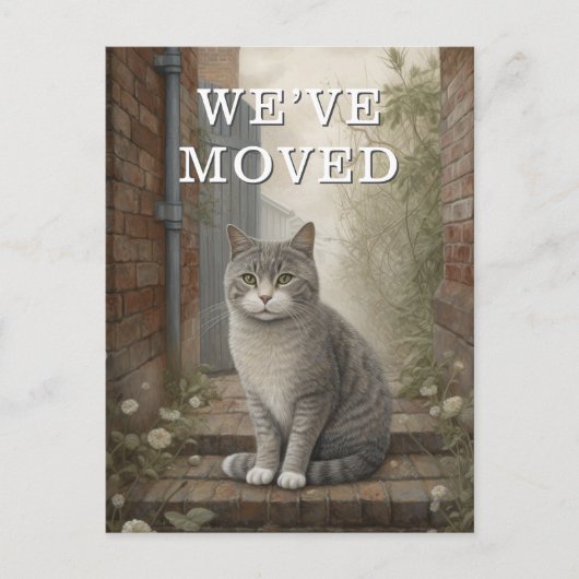 Cat We hebben verhuisaankondiging verplaatst Aankondigingskaart (Voorkant)