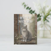 Cat We hebben verhuisaankondiging verplaatst Aankondigingskaart (Staand voorkant)