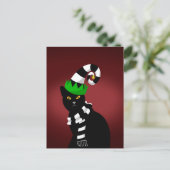 Cat wearing a Funny hat and Scarf Briefkaart (Staand voorkant)