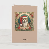 Cat Wearing A Santa Hat Merry Christmas Photo Boot Kaart (Achterkant)