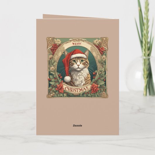 Cat Wearing A Santa Hat Merry Christmas Photo Boot Kaart (Achterkant)