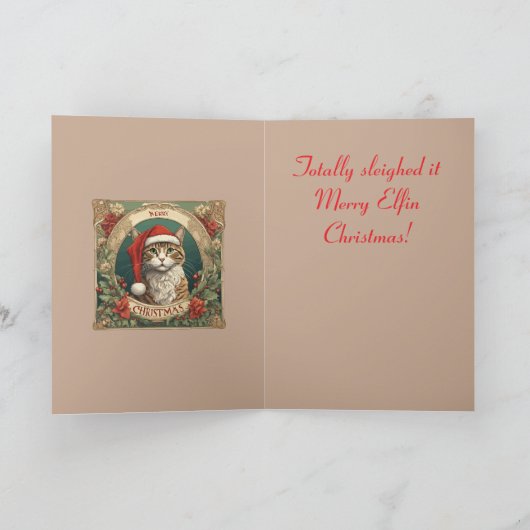 Cat Wearing A Santa Hat Merry Christmas Photo Boot Kaart (Binnen)