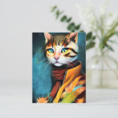 CAT-WEARING AUTUMN-BRIEFKAARTEN BRIEFKAART (Staand voorkant)