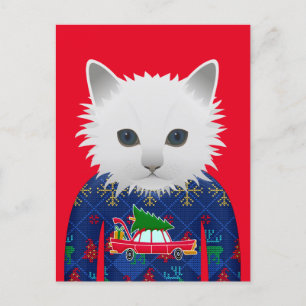 CAT WEARING CHRISTMAS SWEATER-BRIEFKAARTEN FEESTDAGENKAART