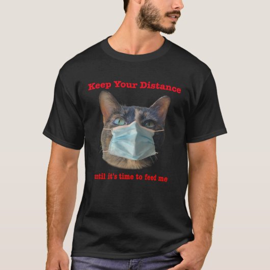 Cat Wearing Face Mask Social Distancing T-shirt (Voorkant)