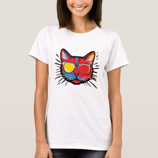 Cat Wearing Glasses T Shirt - Unisex - Mannen Tshi (Voorkant)