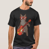 Cat wearing sunglasses playing Guitarist T-shirt (Voorkant)