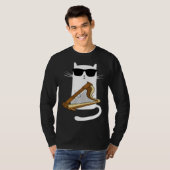 Cat Wearing Sunglasses Playing Harp T-shirt (Voorkant volledig)
