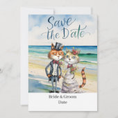 Cat Wedding Beach Wedding Thema Kaart (Voorkant)