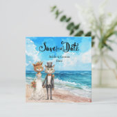 Cat Wedding Beach Wedding Thema Save The Date (Staand voorkant)