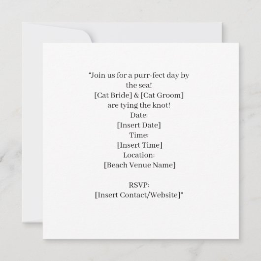 Cat Wedding Beach Wedding Thema Save The Date (Achterkant)
