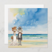 Cat Wedding Beach Wedding Thema Save The Date (Voorkant / Achterkant)