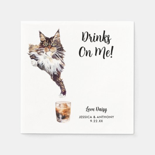 Cat Wedding Cocktail Napkins Servet (Voorkant)