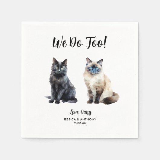 Cat Wedding Cocktail Napkins Servet (Voorkant)