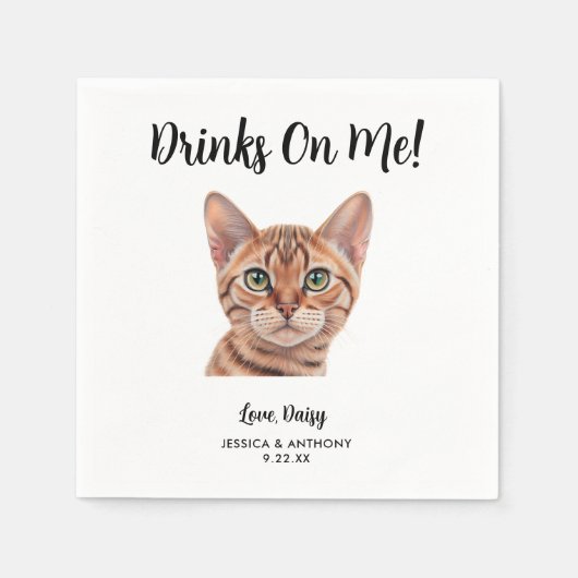 Cat Wedding Cocktail Napkins Servet (Voorkant)