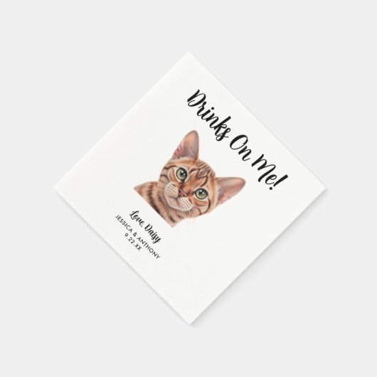 Cat Wedding Cocktail Napkins Servet (Hoek)