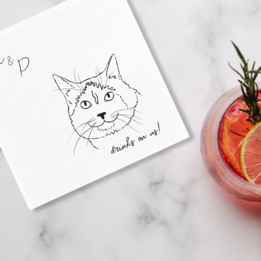Cat Wedding Cocktail Napkins Servet