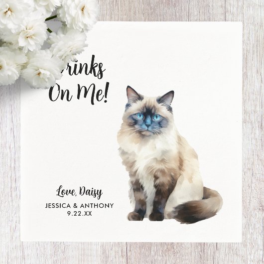 Cat Wedding Cocktail Napkins Servet