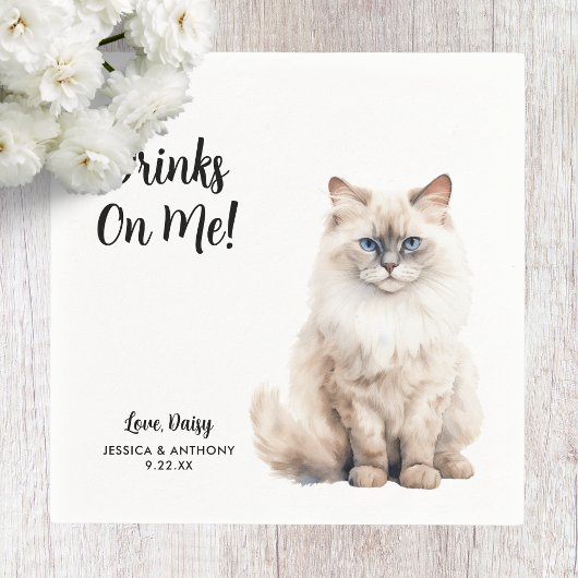 Cat Wedding Cocktail Napkins Servet