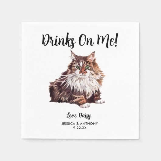 Cat Wedding Cocktail Napkins Servet (Voorkant)