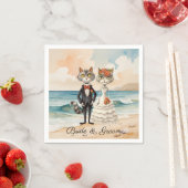 Cat Wedding met bruid en bruidegom Beach thema Servet (Insitu)